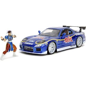 Street Fighter 1:24 1993 Mazda RX-7 Die-Cast Car & 2.75" Chun-Li Figure, Toys for Kids and Adults