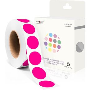 PARLAIM 3/4 Inch Circle Sticker Labels,1000 Stickers Adhesive Round Color Coding Circle Dots Label,Roll Dot Sticker Labels for Office Home(Fluorescent Pink)
