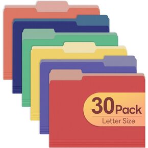 Piasoenc Color File Folders Set of 12, 1，3 Cut Tab, Letter Size Folder for 8.5 x 11 Documents Files, Assorted 6 Colors Filing for Office School Business