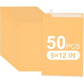 50pcs Self-Seal Manila Envelopes, 9x12 Self Seal Envelopes Letter Large Brown Catalog Mailing Business Envelopes Papers 9 x 12 Letter Size for Mailing (50pcs)