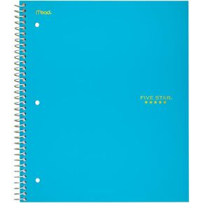 Five Star Spiral Notebook, 3 Subject, College Ruled Paper, 150 Sheets, 11" x 8-1/2", Orange (38745)