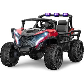 24V 2 Seater Ride on Car Truck, 4x200W, EVA Tires, 4WD/2WD, Rainbow Lights, Remote Control, Shock Absorbers, Bluetooth, Ride On UTV Toy for Kids Ages 3-8, Pink
