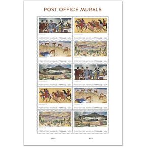 Post Office Murals (Pane of 10) First-Class Mail Forever Stamps 2019