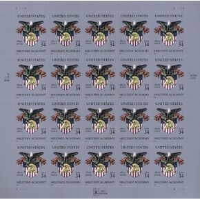 UNITED STATES MILITARY ACADEMY ~ WEST POINT #3560 Pane of 20 x 34 cents US Postage Stamps