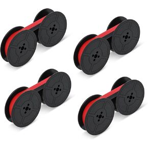 4 Pairs Universal Typewriter Ribbon, Vintage Typewriter Ink Ribbon 1/2 Inch Wide Black and Red Ink Ribbon Twin Spool Typewriter Ribbon Twin Spool Replacement Red and Black for Most Typewriter