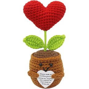 Deneo Crochet Sunflower Heart for Coworker Workmates Colleagues Gifts, Chance Made us Colleagues But Fun Made Us Friends, Thank You Birthday Gifts for Coworker Workmates