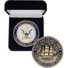 2025 Navy Challenge Coin Solid Brass for 250th Anniversary - in Velvet Box