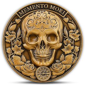 Memento Mori Coin - Memento Vivere Challenge Coin Embrace Life & Remember Mortality - Motivational Coin with Skull and Tree of Life Design(Single Coin)