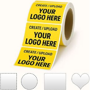 Custom Stickers for Business Logo on Roll-Personalized Labels with Photo Design, Text or Image-Business Logo Sticker, Thank You Labels, Custom Packaging Stickers (1-6 Inch, 50-500Pcs)