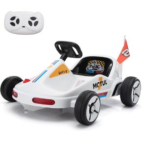 TOBBI Electric Go Kart for Kids, 12V Ride on Car Outdoor Pedal Race Toy with Music, Remote Control, Flashing Lighting, for 3-8 Years Old, Blue