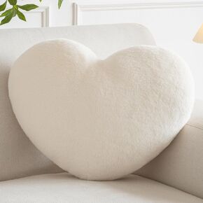 Xiashrk Heart Pillow, Heart Shaped Pillow for Bed Couch, Soft Decorative Heart Throw Pillow, Cute Decorate Pillows, Heart Pillows for Bedroom Living Room (White, Mini 12.9"x9.8")