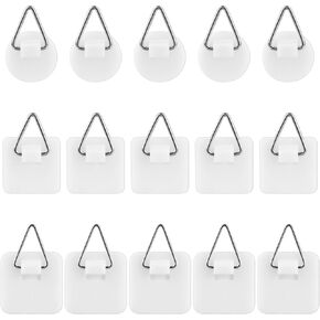 simarro 15PCS Adhesive Picture Hanger, Picture Hanging Hooks Without Nails Foamboard Pictures Hanging Hooks Plate Hangers for The Wall for Plate Frame Wall Art Decor Bathroom Closet(Round Square)