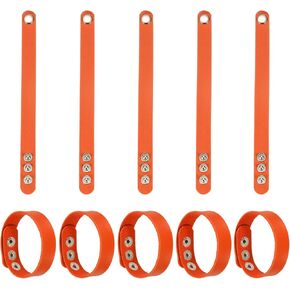 MECCANIXITY 10 Pcs Plain Leather Bracelets Leather Snap Bracelets Adjustable Blank Wrist Cuffs DIY Craft Wristbands for Men Women Jewelry Making, Orange