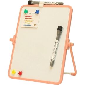 Double-Sided Magnetic Whiteboard - 21×28cm (8.3×11in) with Stand | Includes 2 Markers & 4 Magnets | Dry Erase Board for Office Home School (Orange)