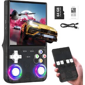 R36Ultras Retro Handheld Game Console with Open Source Linux System,4.0-Inch IPS Screen,64GB TF Card Contains 15,000+ Games, WiFi-Enabled Retro Games Console Handheld Emulator Console-Black