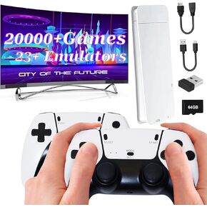 Retro Game Stick Wireless Retro Game Console Built-in 23 Emulators 20000+ Games Classic Plug & Play Video Games with 4K HDMI Output & Dual 2.4G Wireless Controller Gamepad