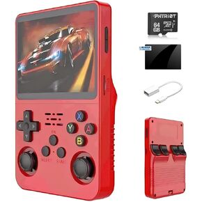 ugtenversi R36s Handheld Retro Gaming Console Linux System Support 13+ emulator, Portable pocket game console 3.5-inch IPS Screen(black/64G)