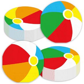 60Pcs Beach Ball Party Paper Napkins Summer Pool Ball Disposable Napkin Round Beach Ball Dinner Luncheon Napkins for Summer Holiday Hawaiian Birthday Baby Showers Party Tableware Decor