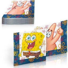 SpongeBob SquarePants Three-Ply Paper Napkins – 13 x 13 in FSC-Certified Disposable Napkins