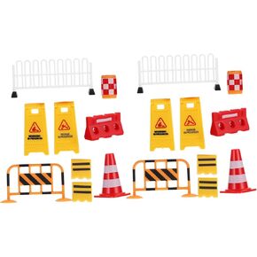 UPKOCH 18Pcs Road Sign Traffic Barricades Micro Scene Models for Educational Traffic Knowledge Learning Parent Interactive Playtime