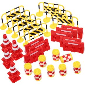 32Pcs Miniature Traffic Signs DIY Road Sign Models for Sand Table Decor Educational for Learning with Traffic Lights Cones and Barriers