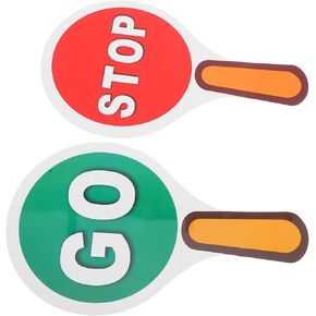 YARNOW 2Pcs Double Sided Traffic Sign with Handle Signs for Teaching Traffic Safety and Educational Props