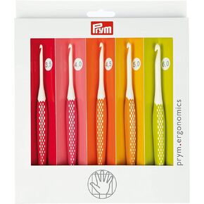 Prym Crochet Hook for Wool Ergonomics 3.50-6.00 mm x 1 Set, Multi, One Size