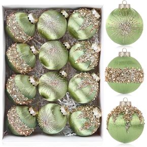 Christmas Ornaments Champagne Xmas Balls - Pack of 15 Luxury Christmas Tree Decorations Shatterproof - Satin Glitter Xmas Bulbs Set, 3.15 inch 80mm