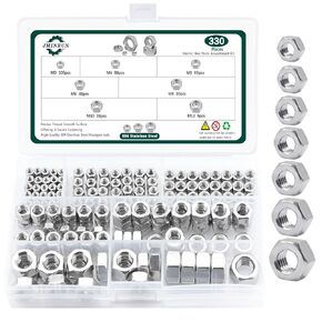 750PCS SAE & Metric Nylon Insert Lock Nuts Kit, 304 Stainless Steel Standard Thread Nylock Nuts for Bolt, 6#32 8#32 10#24 10#32 1/4"-20 5/16"-18 3/8"-16 1/2"-13 M2 M2.5 M3 M4 M5 M6 M8 M10 M12