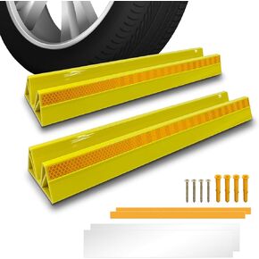 2 PCS 1.8" Higher 18" Parking Aid with 2 Pieces 17.5 Inch Self Adhesive Garage Wall Protector for Car Doors, Parking Stopper Easy to Install 18" L x 3.7" W x 1.8" H, Wall Bumper Guards