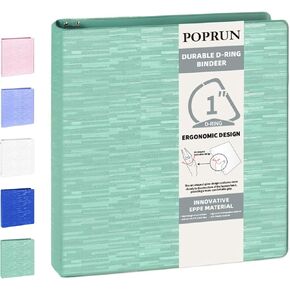 Poprun 3 D-Ring Binder 1 بوصة ، خالية من PVC ، ويحمل 225 ورقة من 8.5 × 11 ورقة ، منظم متين إضافي مع جيبين للمدرسة والمكتب ، والخدمة الشاقة ، وحزمة واحدة ، و Cornflower Purple in Kuwait