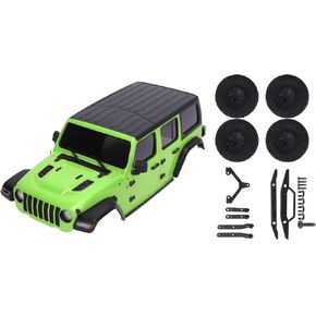 RC Body Shell, Plastic RC Car Body Cover, 1/24 RC Car Hard Body Shell Cover with Accessories for Axial SCX24 DIY Upgrade Parts (Yellow)