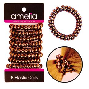 Amelia Beauty Spiral Hair Coil | Medium Sized Sparkly Telephone Spiral Hair Tie (2.25in) | Perfect for Buns and Ponytails | Silver