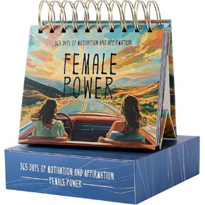 365-Day Inspirational Desk Calendar for Women - Large Coil Bound Motivational Desktop Decorations Calendar with Daily Affirmations - Cute Positive Office Desk Decor Gifts for Women (FEMALE POWER)