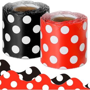100ft 2 Roll Black and White Bulletin Board Border School Bulletin Board Decorations Black Board Boarders Scalloped Trim for Classroom School Home Office Chalkboard Decor