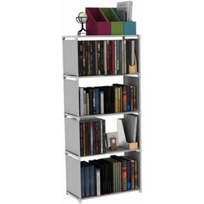 GLEAVI Bookshelf Storage Rack Five Silver Gray Organizer for Pp and Non-Woven Fabric Magazine and Book Display Unit