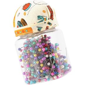 500pcs Round Multicolor Pearlized Head Pins Dressmaking Pins Packed Plastic Bottle Sewing Hooks Quilting DIY Crafts Accessories Meet Most Needs and Slide