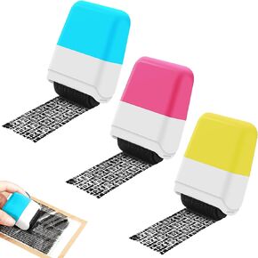 3PCS Confidential Stamp - Identity Theft Protection Roller Stamp Guard Your Id Address Blocker Privacy Ink Roller for Mail Address Blackout