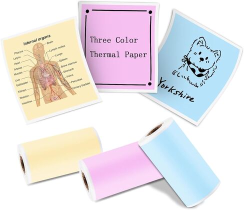 الورق الحراري ، ورق ملصق ملصق ذاتي ، 57mmx3.8m أوراق أبيض أبيض ملصق للمجلة ، الدراسة ، الصور ، الملاحظة ، متوافقة مع CP1/CP2/TP6/TP6S ومعظم طابعة ملصقات صغيرة - أصفر اللون الأزرق in Kuwait