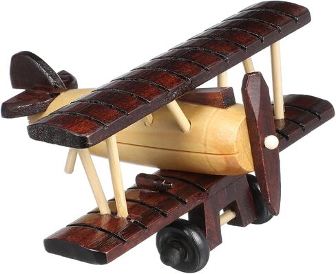 IMIKEYA Wooden Vintage Airplane: Wooden Airplane Mini Small Retro Model Plane Model Ornament Home Desktop Wood Crafts Home Room Decor in Saudi Arabia