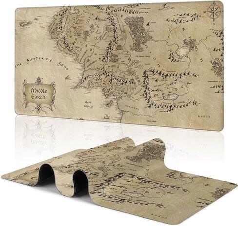 Middle Earth Map Large Extended Gaming Mouse Pad Fantasy Map XXL Mousepad Desk Pad for Keyboard and Mouse, Non-Slip Rubber Base Mousepad with Stitched Edges for Office Desk Decor, 31.5 x 15.8 in in Saudi Arabia