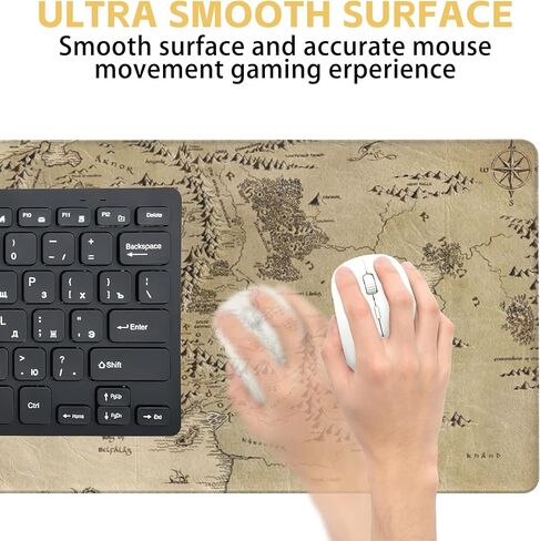 Middle Earth Map Large Extended Gaming Mouse Pad Fantasy Map XXL Mousepad Desk Pad for Keyboard and Mouse, Non-Slip Rubber Base Mousepad with Stitched Edges for Office Desk Decor, 31.5 x 15.8 in in Saudi Arabia
