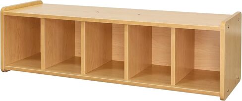 Book Bench Cubby Shelf, Laminated Wood, Classroom Furniture, Preschool Nursery Kids Reading Nook Decor, Toddler Young Child Size, 46" W x 20" D x 14" H (Shadow Elm Gray, Ready-to-Assemble) in Kuwait