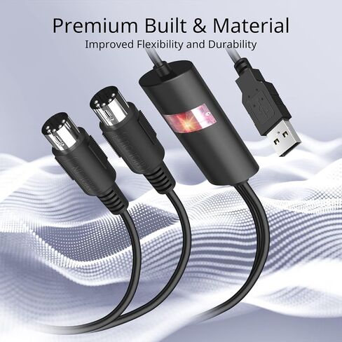 TNP Midi to USB Cable Interface Converter - IN OUT Midi Cable Host Adapter Plug Controller Wire Cord For Keyboard Synthesizer Device to Mac Pc Computer Laptop iPad iPhone Music Studio (Black 6 FT) in Saudi Arabia
