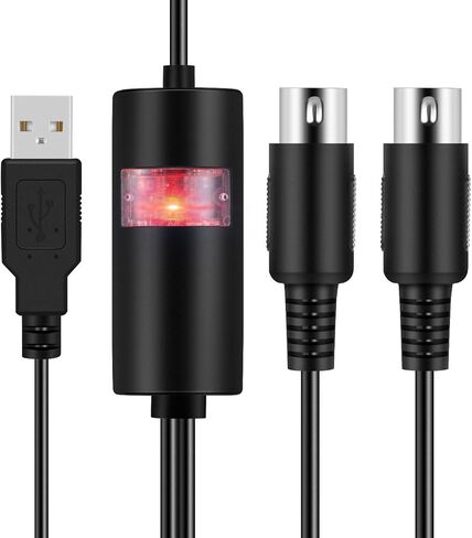 TNP Midi to USB Cable Interface Converter - IN OUT Midi Cable Host Adapter Plug Controller Wire Cord For Keyboard Synthesizer Device to Mac Pc Computer Laptop iPad iPhone Music Studio (Black 6 FT) in Saudi Arabia