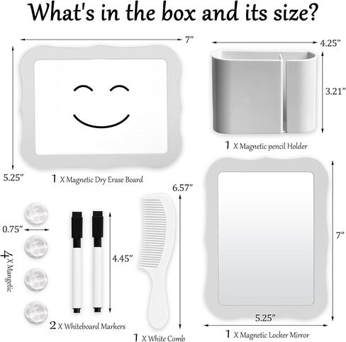 10Pcs Locker Accessories,Back to School Essentials,Pink Locker Decor for Girls with Locker Mirror and Magnetic Pen Holder,Magnetic whiteboard-School& Work Locker Decor（Pink） in Kuwait