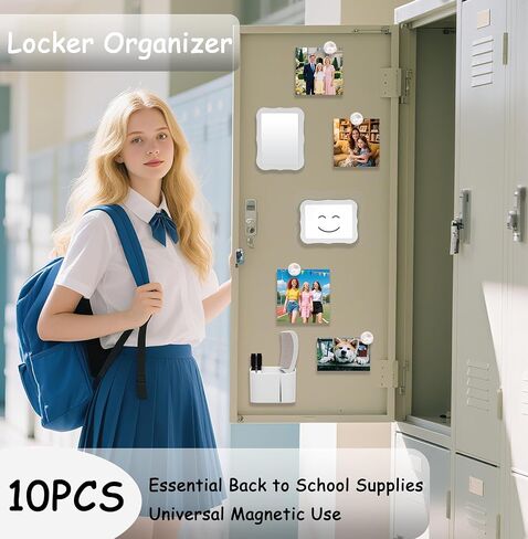 10Pcs Locker Accessories,Back to School Essentials,Pink Locker Decor for Girls with Locker Mirror and Magnetic Pen Holder,Magnetic whiteboard-School& Work Locker Decor（Pink） in Kuwait