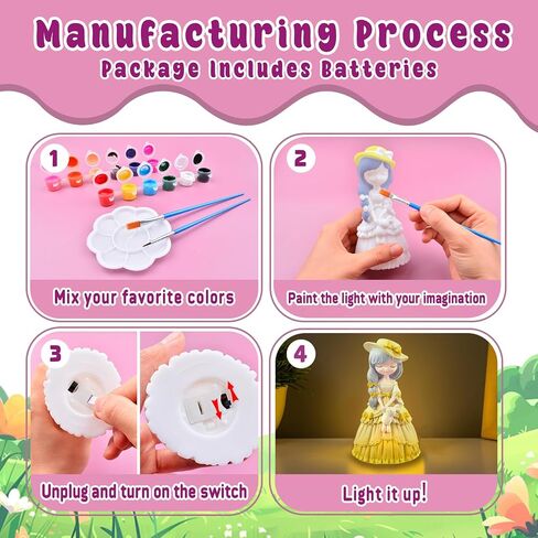 ASIOWELY Paint Your Own 8-Petal Flower Lamp Kits,Arts and Crafts Supplies for Kids Toys Ages 4-6-8,DIY Art Night Light Painting for Girls Ages 5-10,Birthday Gifts for 3-12+ Year Old Toddler Teen Adult in Kuwait