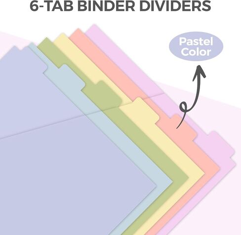 SKYDUE Binder Dividers with Tabs and Pockets, 6 Tab Dividers for 3 Ring Binder, Tear-Resistant Plastic Binder Tabs Dividers for School, Office, Home in Saudi Arabia