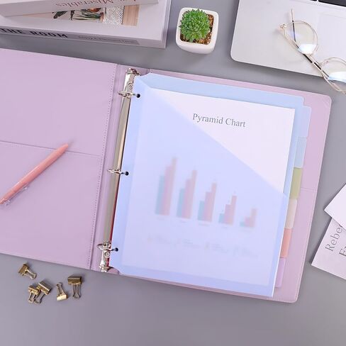 SKYDUE Binder Dividers with Tabs and Pockets, 6 Tab Dividers for 3 Ring Binder, Tear-Resistant Plastic Binder Tabs Dividers for School, Office, Home in Saudi Arabia